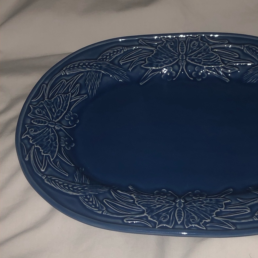 Bordallo Pinheiro Platter Blue Butterflies Vintage BEAUTIFUL BLUE BUTTERFLIES! - Picture 10 of 16